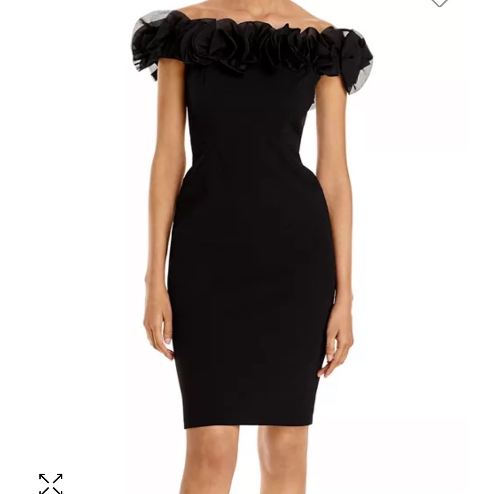 Aidan Mattox Ruffled Off the Shoulder Dress Black Size 4